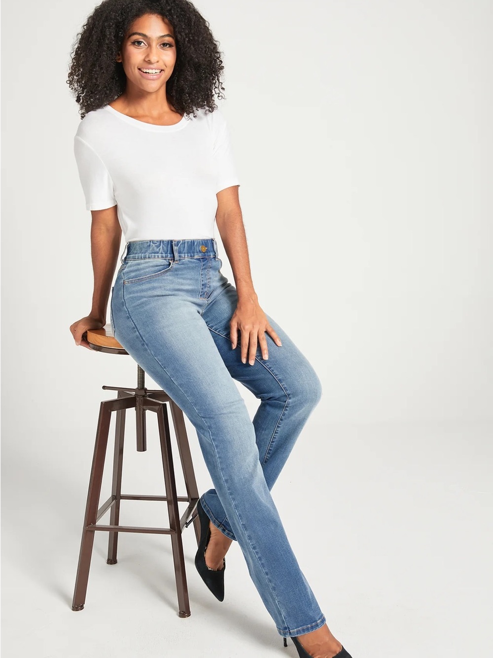 Betabrand Light Blue Straight Leg Jeans